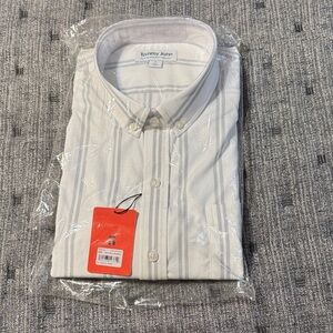 Tommy John Men's White Striped Button Down Shirt